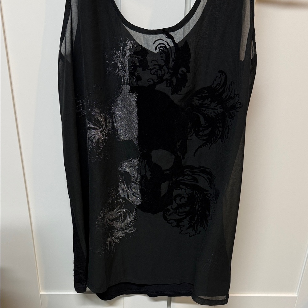Edgy Black Skull Print Women's Tank Top